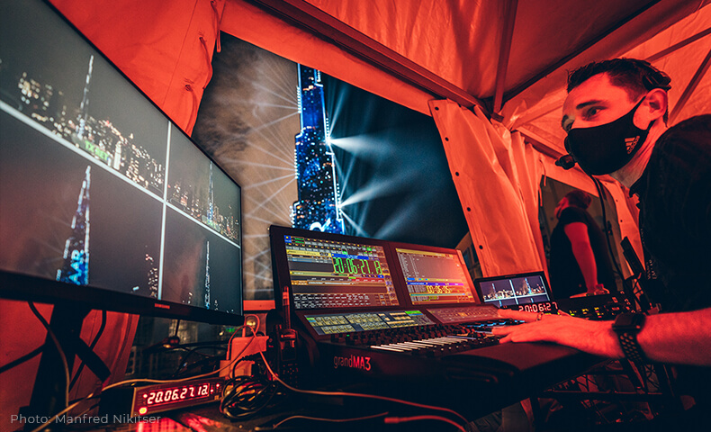 FOH for New Year's Eve light show at Burj Khalifa