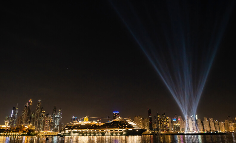 searchlight twister at Dubai Harbour cruise terminal