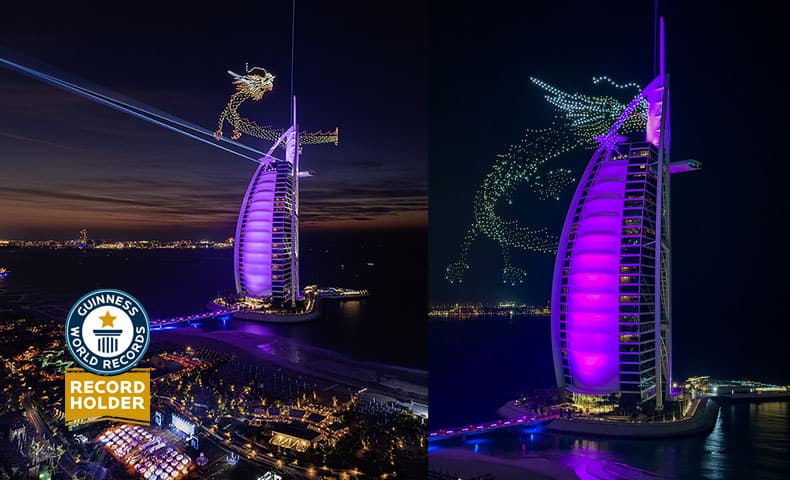 Record breaking drone show at Burj Al Arab