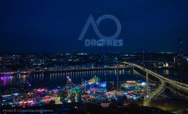 AO Drohnenshow zur Düsseldorfer Rheinkirmes 2025