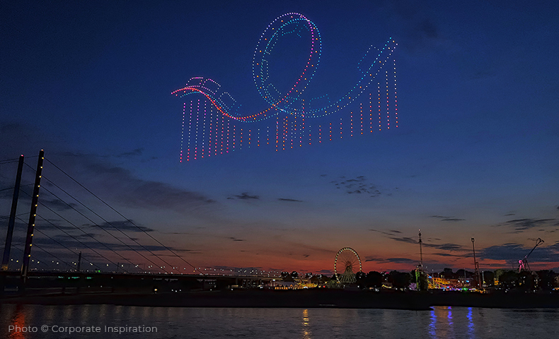 AO Drohnenshow zur Düsseldorfer Rheinkirmes 2025