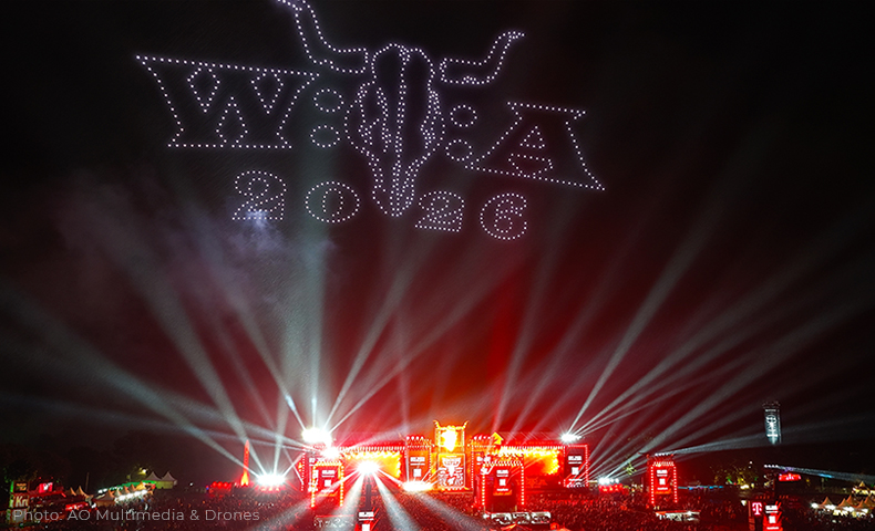 projects_wackenopenair2025_slider_woa26 white drone lights create the Wacken 2026 logo above the illuminated stage